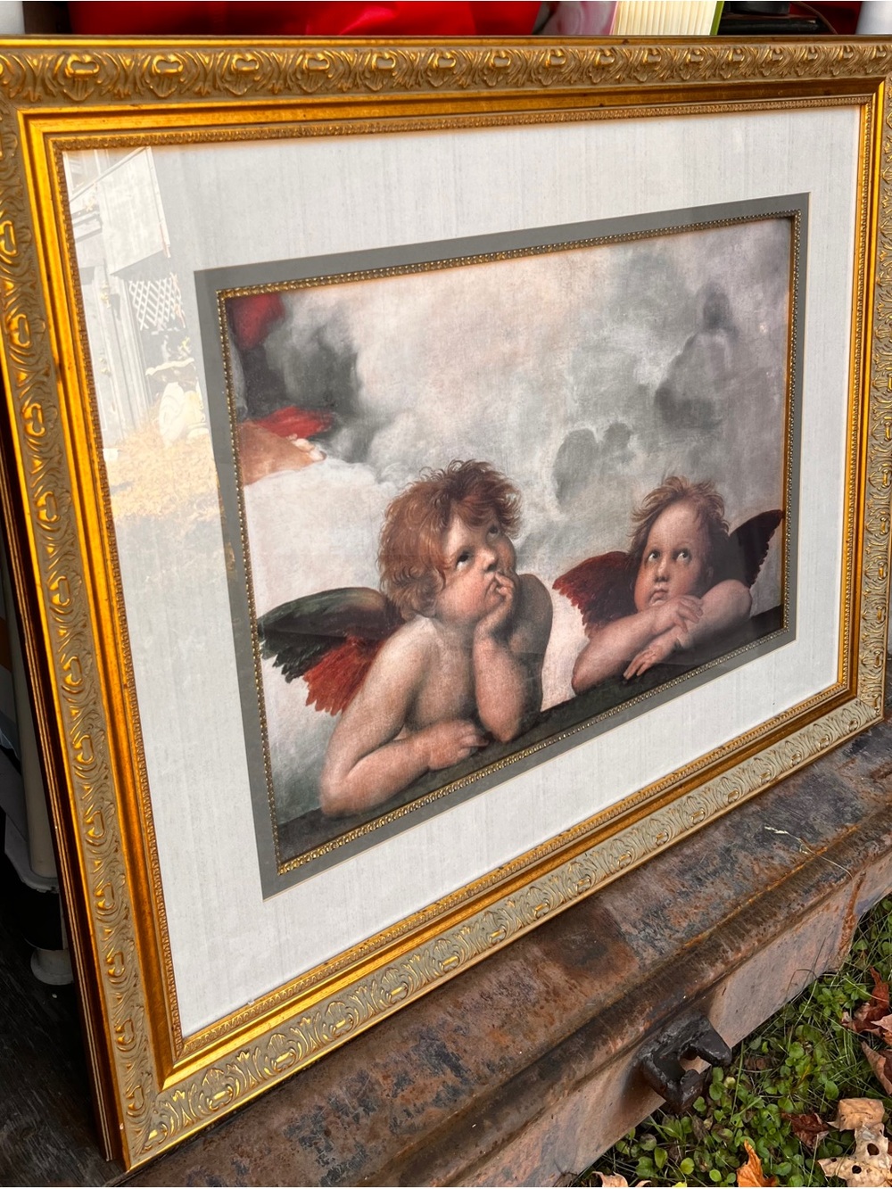 Raphaels Cherub Angels Wall Art Print in Gold Frame